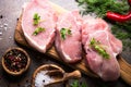 Fresh meat. Raw pork steak. Royalty Free Stock Photo