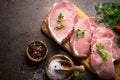 Fresh meat. Raw pork steak. Royalty Free Stock Photo