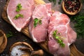 Fresh meat. Raw pork steak. Royalty Free Stock Photo