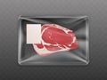 Fresh meat in sealed container realistic vector