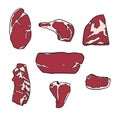 Fresh meat set hand drawing vector illustration isolated objects