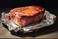 Fresh meat for steaks on a gray background. Large piece of meat close-up Royalty Free Stock Photo