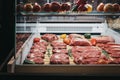 Fresh meat and steaks at a stand in Mercato Metropolitano market