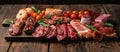Fresh Meats and Vegetables on Wooden Cutting Board Royalty Free Stock Photo