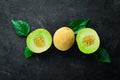 Fresh melon on black background. Top view. Royalty Free Stock Photo