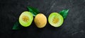 Fresh melon on black background. Top view. Royalty Free Stock Photo