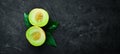 Fresh melon on black background. Top view. Royalty Free Stock Photo