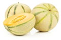 Fresh melon cantaloupe isolated on white Royalty Free Stock Photo