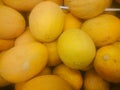 Fresh melon on shelf in supermarket Royalty Free Stock Photo