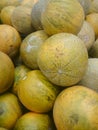 Fresh melon on shelf in supermarket Royalty Free Stock Photo