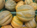 Fresh melon on shelf in supermarket Royalty Free Stock Photo