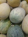 Fresh melon on shelf in supermarket Royalty Free Stock Photo