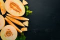 Fresh melon Sliced to pieces of melon. Royalty Free Stock Photo