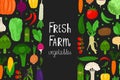 Fresh menu, vegetables banner vector template. Vegan food background