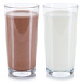 Fresh milk chocolate drinks glass isolated on white