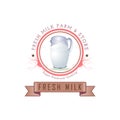 fresh milk farm and store dairy logo design template for brand or company and other