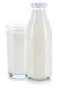 Fresh milk glass and bottle isolated Royalty Free Stock Photo