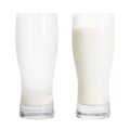 Fresh milk glass isolated on white background. Breakfast drink for health. Clipping path Royalty Free Stock Photo