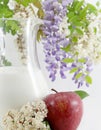 Fresh milk in a glass jug Royalty Free Stock Photo