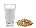 Fresh milk in the glass and muesli breakfast placed Royalty Free Stock Photo