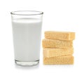 Fresh milk in the glass and wafer dessert Royalty Free Stock Photo