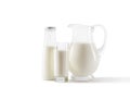 Fresh milk in jug, bottle and glass Royalty Free Stock Photo