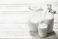 Fresh milk in pitcher. Royalty Free Stock Photo