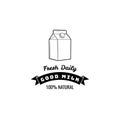 Fresh milk packaging container. Badge or label design template.