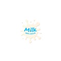 Fresh Milk splash vector icon. White blot, drop illustration. Dairy logo template. Yogurt and cream sign design.