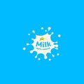 Fresh Milk splash vector icon. White blot, drop illustration. Dairy logo template. Yogurt and cream sign design. Royalty Free Stock Photo