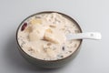 fresh milk tofu in a cup on white background Taohuai Fruit Salad