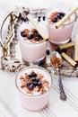 Fresh milkshake, yogurt, dessert, smoothie with strawberry Royalty Free Stock Photo