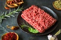 Fresh minced meat with spices Royalty Free Stock Photo