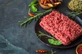 Fresh minced meat with spices Royalty Free Stock Photo