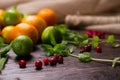 Fresh mint, berries and citrus fruit. Royalty Free Stock Photo