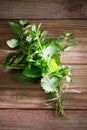 Fresh Mint Bunch on a Rustic Table Royalty Free Stock Photo