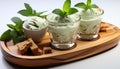Fresh mint leaf enhances the gourmet yogurt dessert bowl generated by AI Royalty Free Stock Photo