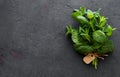 Fresh mint leaves herb on stone table Royalty Free Stock Photo