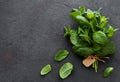 Fresh mint leaves herb on stone table. Royalty Free Stock Photo