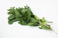 Fresh mint leaves herb, on white stone  background Royalty Free Stock Photo