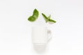 Fresh mint and melissa leaves above the cup Royalty Free Stock Photo