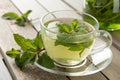 Fresh mint tea in a clear glass cup Royalty Free Stock Photo