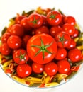 Fresh mix of cherry tomatoes with Italian pasta