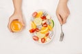 Fresh mixed fruit salad in bowl of salad Royalty Free Stock Photo