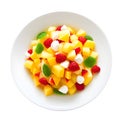 fresh mixed fruit salad on white dish, Ai Generated Royalty Free Stock Photo