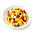 fresh mixed fruit salad on white dish, Ai Generated Royalty Free Stock Photo