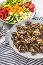 Fresh mixed salat with herbs and mushrooms