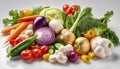 Fresh mixed vegetables on white. Golden mix Royalty Free Stock Photo