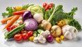 Fresh mixed vegetables on white. Golden mix