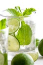 Fresh mojito cocktail with fresh limes, mint, and ice Royalty Free Stock Photo